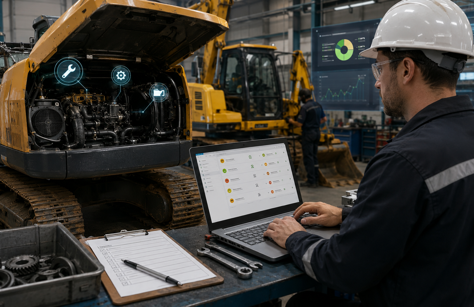 Maintenance planifiée engins chantier GPS Maroc