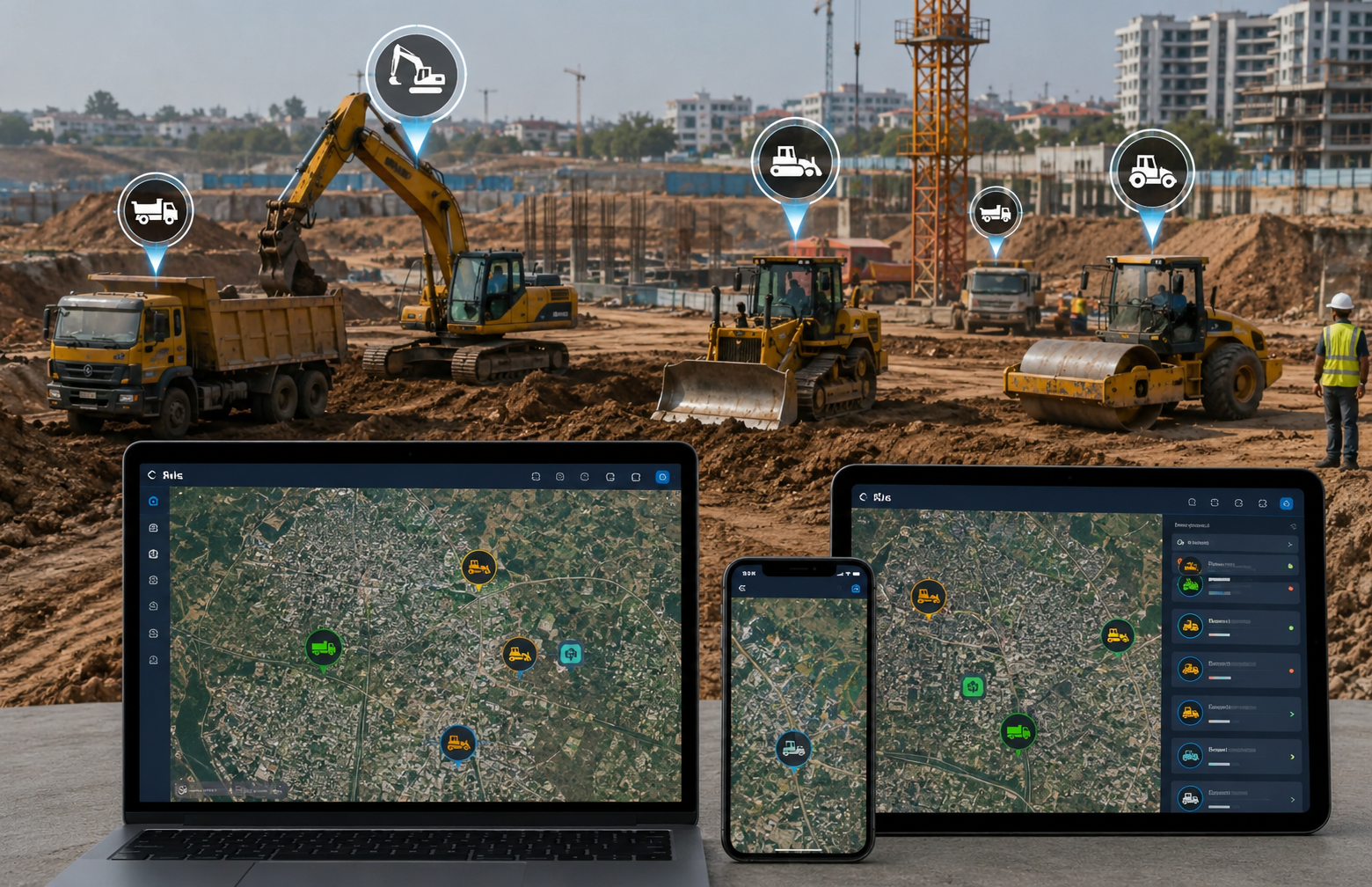 Suivi engins chantier GPS BTP Maroc