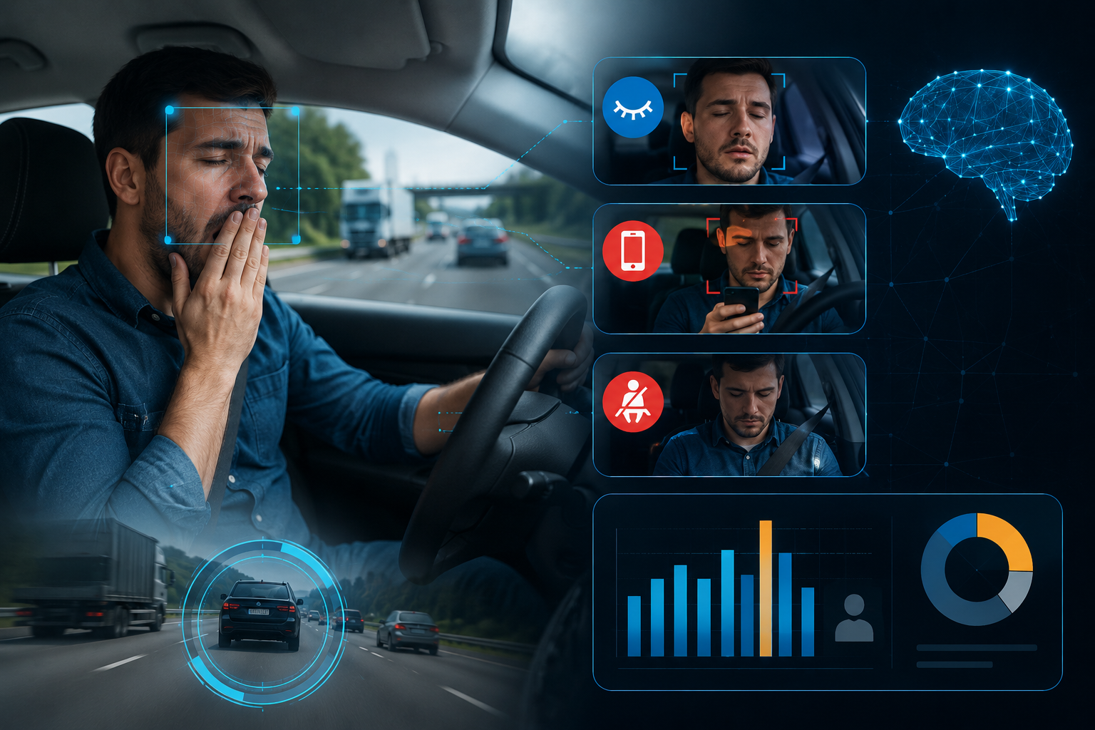 Surveillance comportement chauffeur dashcam AI