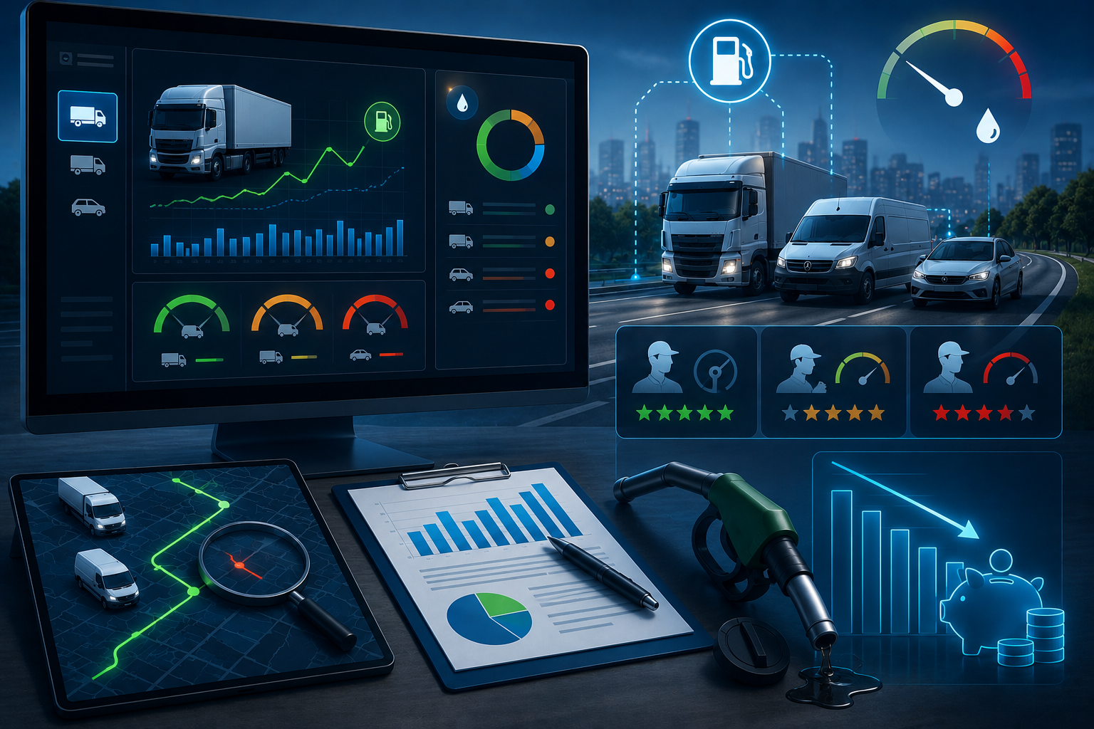 Tableau de bord analyse consommation carburant